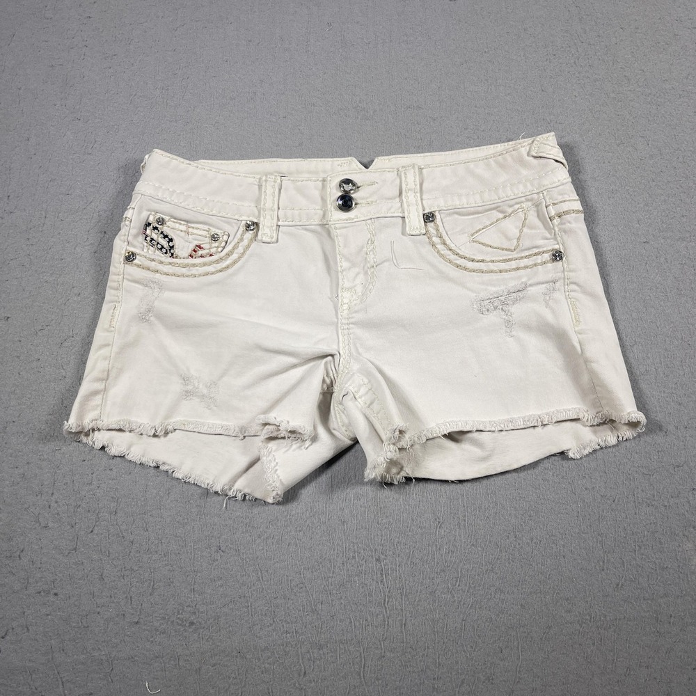 Vigoss The Chelsea Short Shorts Womens 5/6 White Distressed Raw Hem Patriotic